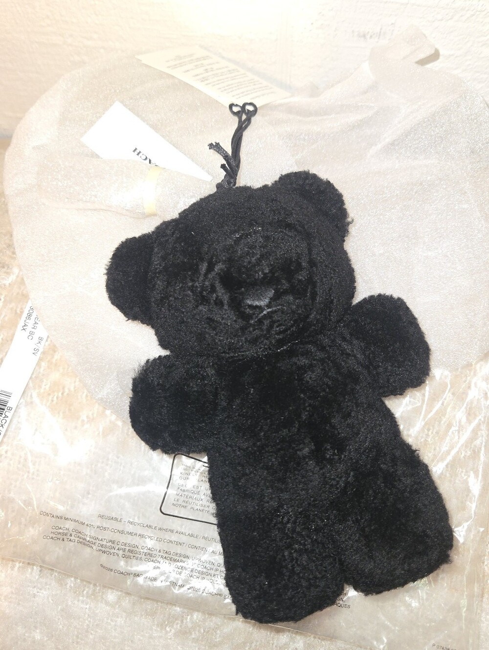 Coach Teddy Bear Bag Charm Shearling Glovetanned Leather Black New With Tags
